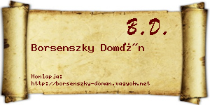 Borsenszky Domán névjegykártya